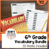 6th Grade Vocabulary for Achievement Warm-ups Bundle 30 We
