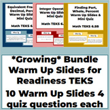 6th Grade Warm Up Slides and Quiz *GROWING* Bundle for Rea