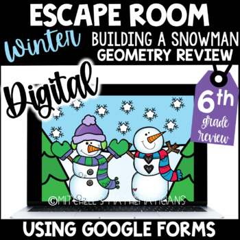 Preview of 6th Grade Winter Digital Escape Room | Geometry | Build a Snowman