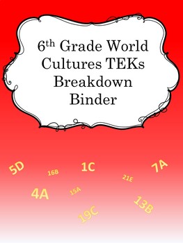 Preview of 6th Grade World Cultures TEKS Breakdown Binder