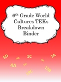 6th Grade World Cultures TEKS Breakdown Binder