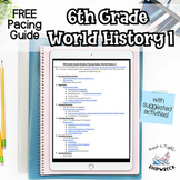 6th Grade World History 1 Pacing Guide FREEBIE with Sugges