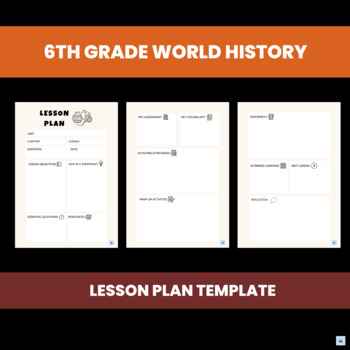 Preview of 6th Grade World History: Lesson Plan Template (Editable)