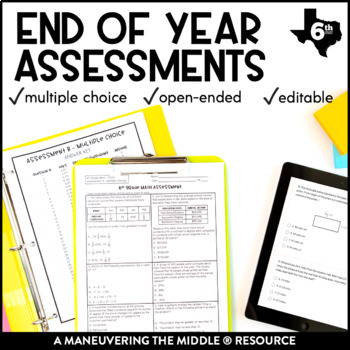 Preview of 6th Grade Math Year-End Assessments: TEKS