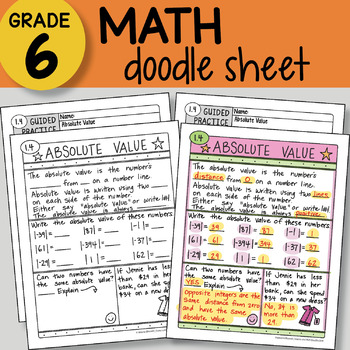 Preview of Doodle Sheet - Absolute Value - EASY to Use Notes - PPT included!