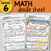 Doodle Sheet - Comparing and Ordering Integers - EASY to U