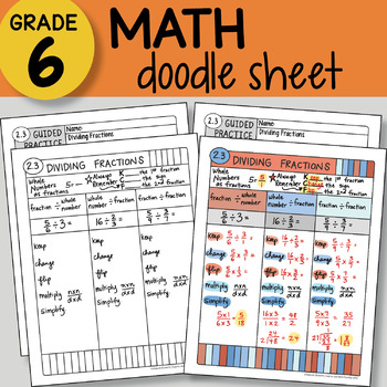 Preview of Doodle Sheet - Dividing Fractions - EASY to Use Notes - PPT included!