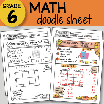 Preview of Doodle Sheet - Multiplying Decimals with Models -  EASY to Use Notes -