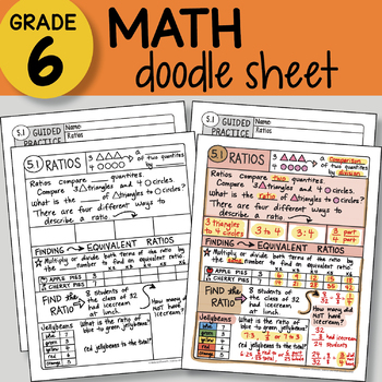 Preview of Doodle Sheet - Ratios -  EASY to Use Notes - PPT included!