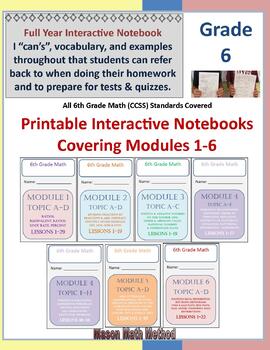 Preview of 6th Math Interactive Notebook Booklets Full Year Modules 1-6 