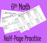 6th Math Mini Practice or Quizzes (15 Concepts)