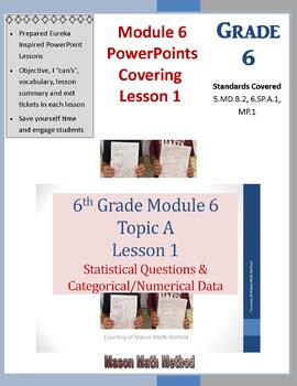 Preview of 6th Math Mod 6 Lesson 1 Statistical Questions & Categorical/Numerical Data Power