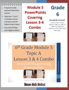 Preview of 6th Math Module 5 Lessons 3-4 Combo Area of Triangles using Height & Base
