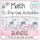 6th Math No Prep Sub Lesson / Substitute Teacher Activities Bundle