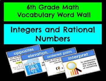 Preview of 6th Math Vocabulary: Integers and Rational Numbers