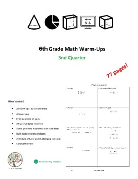Preview of 6th Math Warm-Ups 3rd Quarter - Grades 6-7 (PDFs)