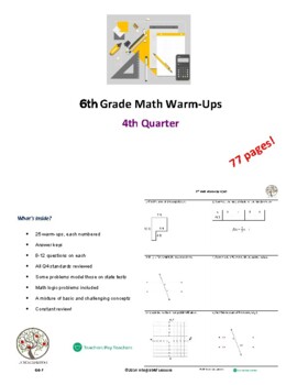 Preview of 6th Math Warm-Ups 4th Quarter - Grades 6-7 (PDFs)