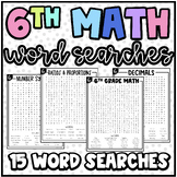 6th Math Word Searches | Year-Long | Early Finishers or Mi
