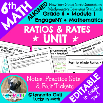 Preview of 6th Ratios & Rates Math Unit Module 1 EngageNY Notes, Practice, Exit Ticket