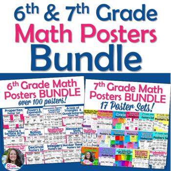 Preview of 6th and 7th Grade Math Posters for Word Wall Entire Year Bundle