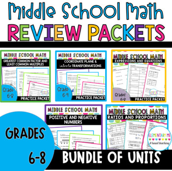 Preview of 6th and 7th Grade Math Review Skill Packets Bundle 