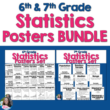 Preview of 6th and 7th Grade Statistics Posters for Word Wall BUNDLE