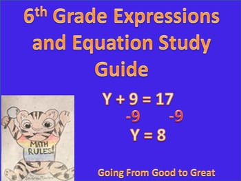 Preview of 6th grade Expression/Equation Study Guide