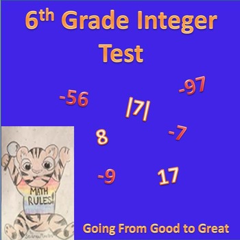 Preview of 6th grade Integers Test