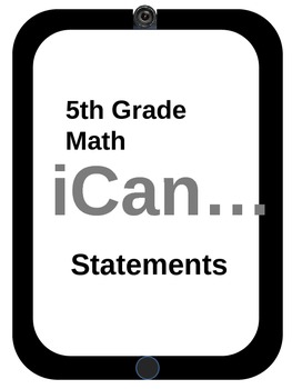 Preview of 5th grade Math CCSS "I Can..." Statements iPad design