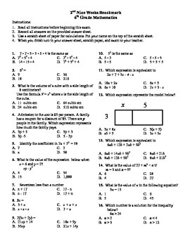 6th grade math exam common core ee 1 9 pdf by mathwithmilton tpt