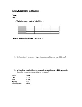 6th grade Math: Ratios, Proportions and Percents Review by Cindy Guertler