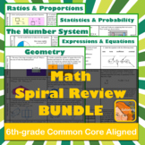 6th grade Math Spiral Review Worksheets BUNDLE!