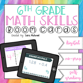 Preview of 6th grade Math skills Boom Cards | Distance Learning