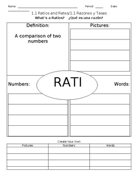 Preview of 6th grade Rates and Ratios Unit Worksheets
