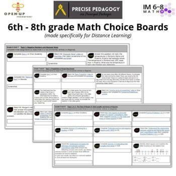 Preview of 6th grade Unit 3 Open Up Resources Choice Boards (Distance Learning)