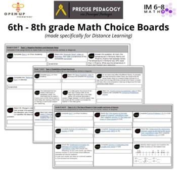 Preview of 6th grade Unit 6 Open Up Resources Choice Boards (Distance Learning)