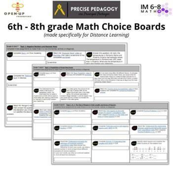 Preview of 6th grade Unit 8 Open Up Resources Choice Boards (Distance Learning)