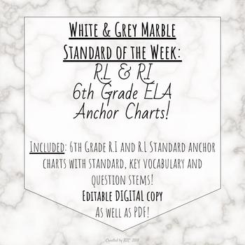 Preview of 6th grade ela standard anchor chart white and grey marble