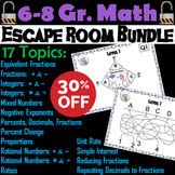 Math Escape Room Bundle 6th 7th 8th Grade: Fractions, Inte