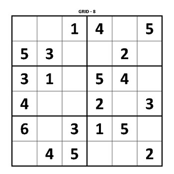Preview of 6x6 Grid Kids Sudoku Puzzles, Engaging Brain Teasers for Fun Learning