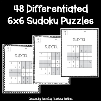 6x6 sudoku puzzles bundle by traveling teachers toolbox tpt