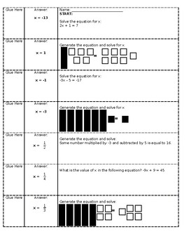 Preview of 7.11A Model & Solve Two-Step Equations Chain Activity