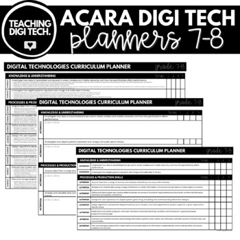 Preview of 7-8 ACARA Digital Technologies Curriculum Checklist & Curriculum Planner