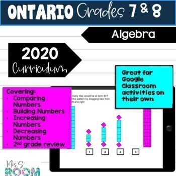 Preview of 7/8 Digital Learning Algebra Activities (New Ontario Math Curriculum 2020)