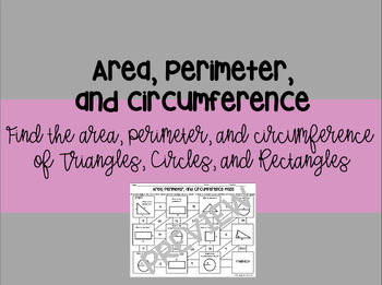 Preview of 7.9B 8.7B Area, Perimeter, and Circumference Maze