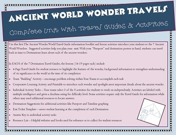 Preview of 7 Ancient World Wonders - Complete Unit: Travel Guides & Activities