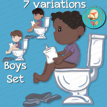 Preview of 7 Bathroom Clip Art pieces, boys going potty, life skills Clipart, png files!