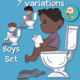 7 Bathroom Clip Art pieces, boys going potty, life skills 