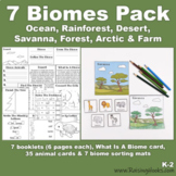 BIOMES - 7 biome booklets, 35 animal cards and sorting activity