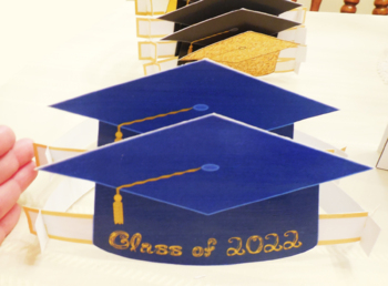 Preview of 7 Blue Navy Graduation Cap Paper Hat Printables Bundle